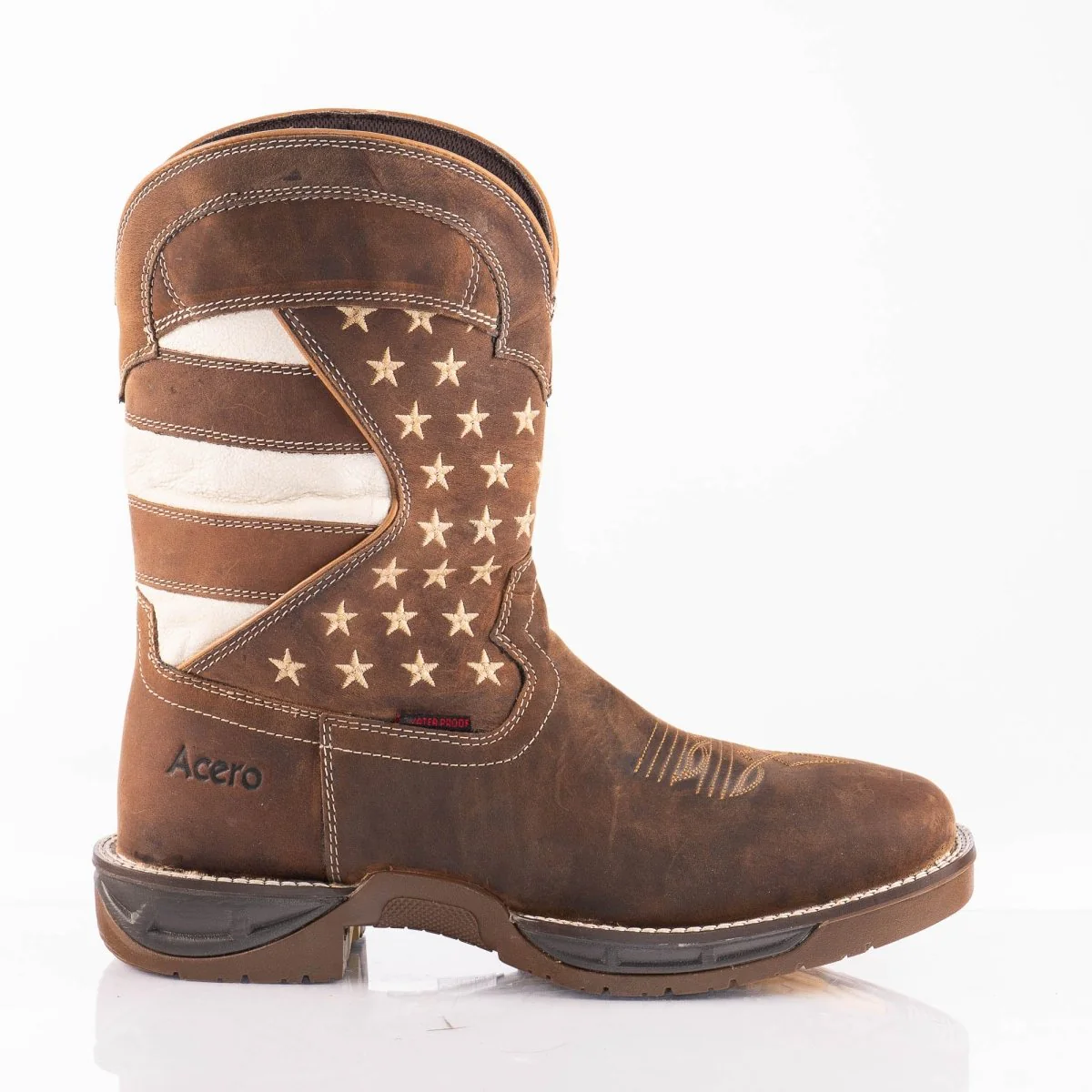 ACERO WORK BOOTS Horse Tan Patriotic Flag Light weight - Image 3