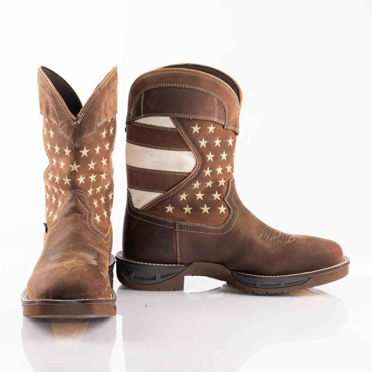 ACERO WORK BOOTS Horse Tan Patriotic Flag Light weight - Image 5