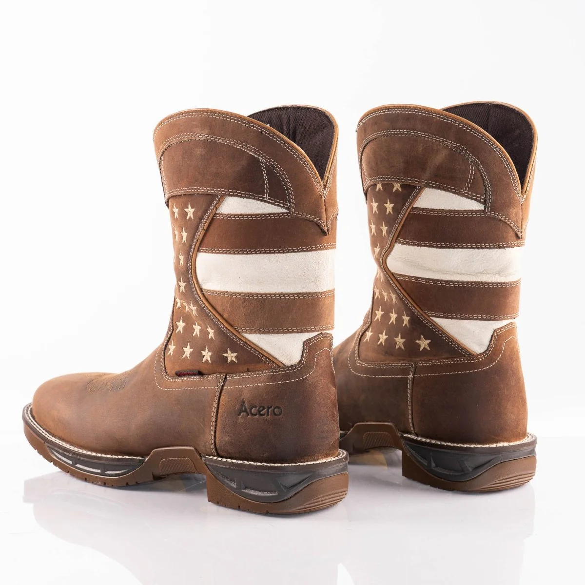 ACERO WORK BOOTS Horse Tan Patriotic Flag Light weight - Image 6