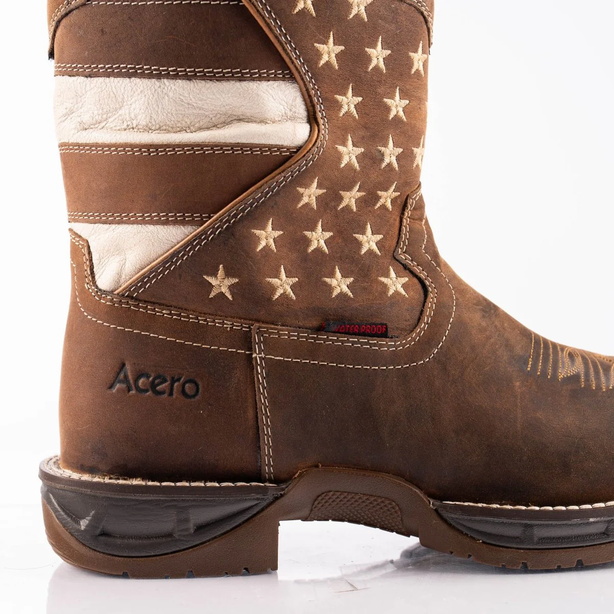 ACERO WORK BOOTS Horse Tan Patriotic Flag Light weight - Image 8
