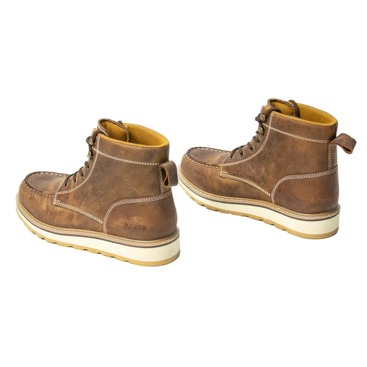 ACERO WORK SHOES Horse Tan Moc Toe Lace Up - Image 3