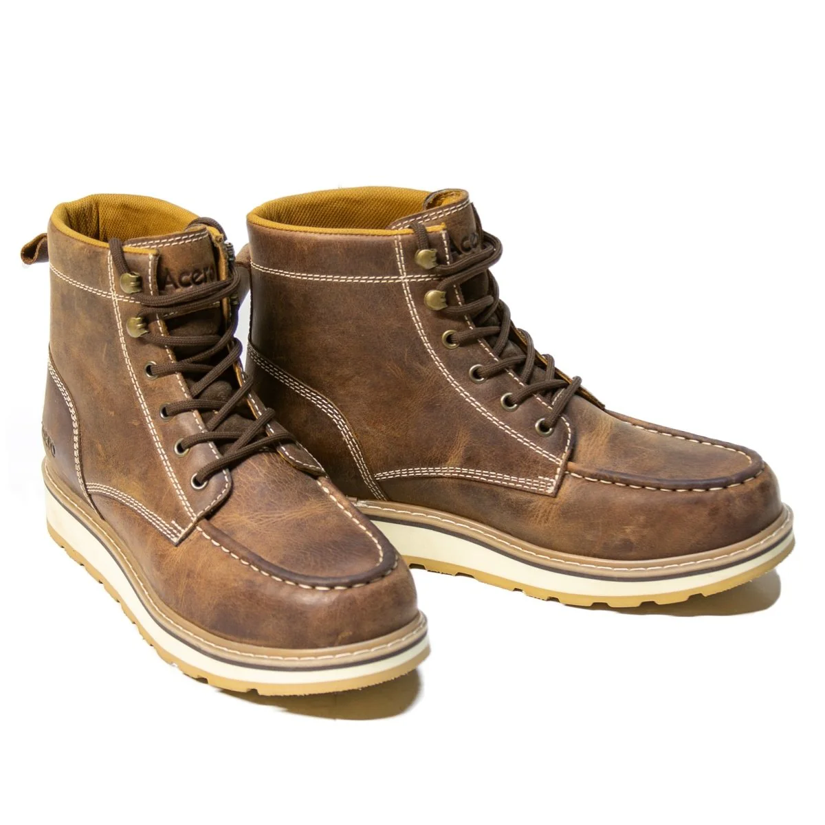 ACERO WORK SHOES Horse Tan Moc Toe Lace Up - Image 4