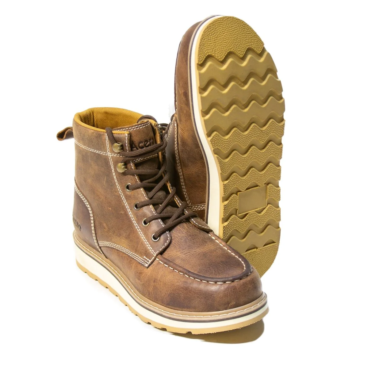 ACERO WORK SHOES Horse Tan Moc Toe Lace Up - Image 6
