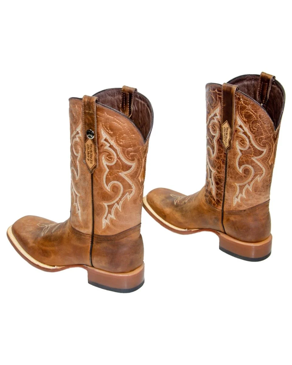 RANCHO SEMENTAL MEN’S Alamo Honey Western Boots Whit Barcelona Red Top - Image 3