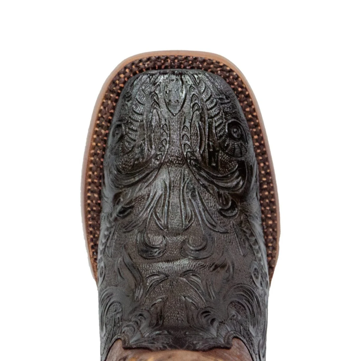 TANNER MARK WOMEN’S Barbara Hand Tool Burnished Brown Cowgirl Boots Whit Floral Embroidery Top - Image 4