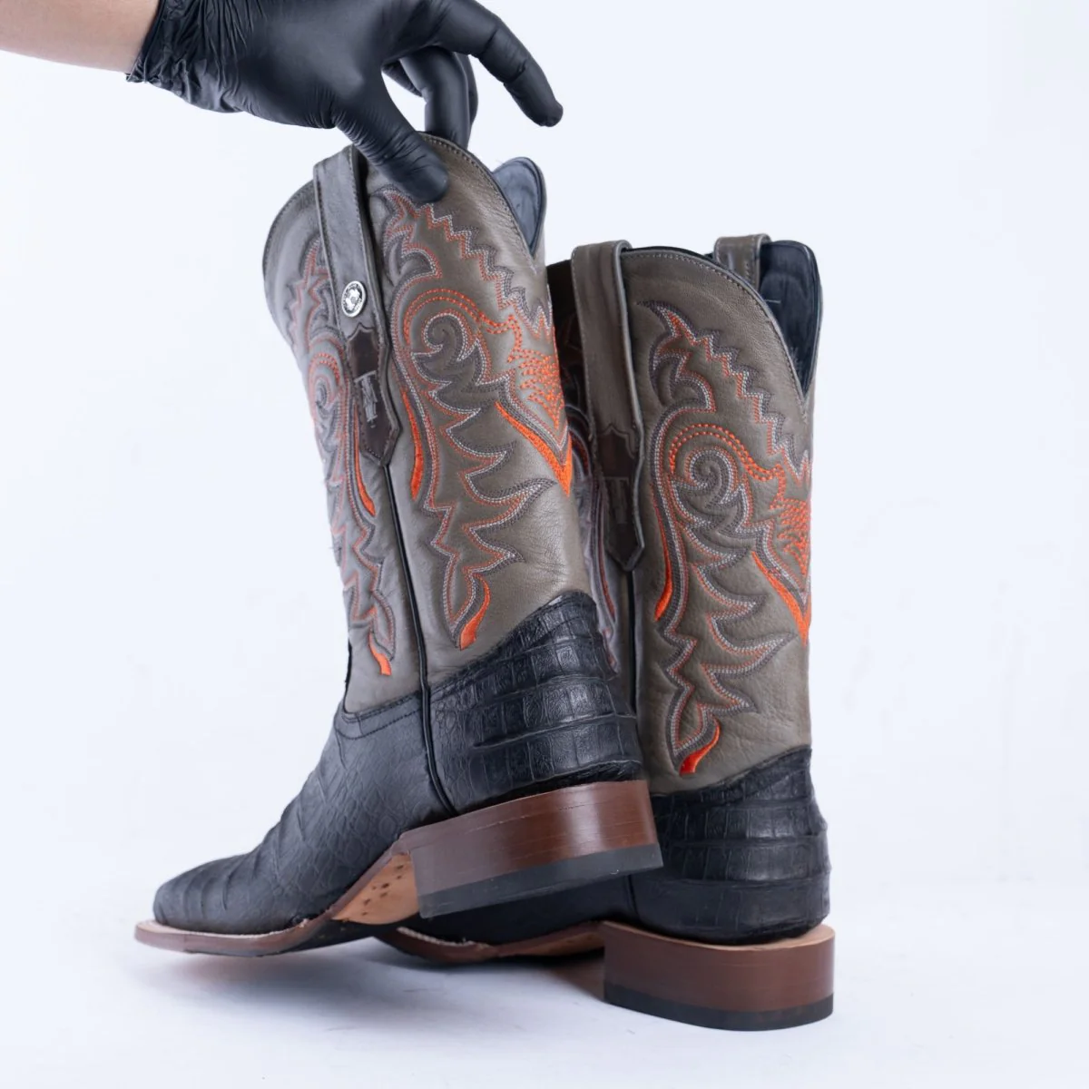 TANNER MARK MEN’S Caiman Belly Black Print Western Boots With Hybrid Sole - Image 3