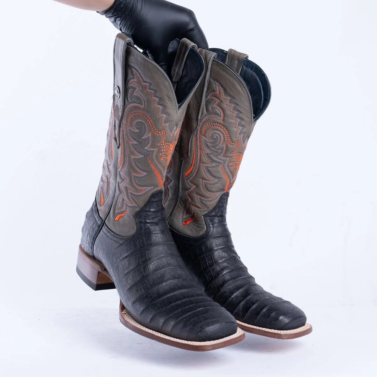TANNER MARK MEN’S Caiman Belly Black Print Western Boots With Hybrid Sole - Image 4