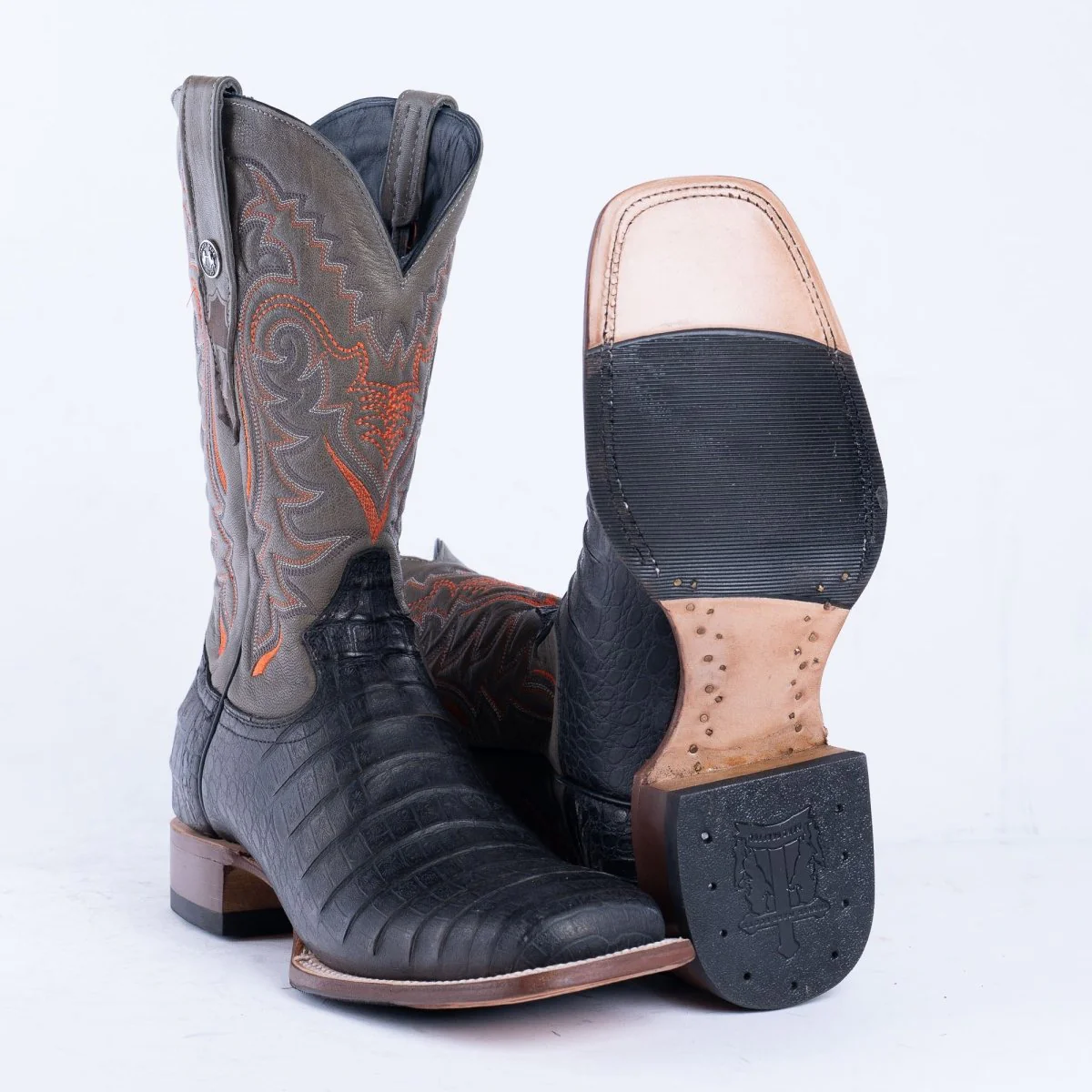 TANNER MARK MEN’S Caiman Belly Black Print Western Boots With Hybrid Sole - Image 6