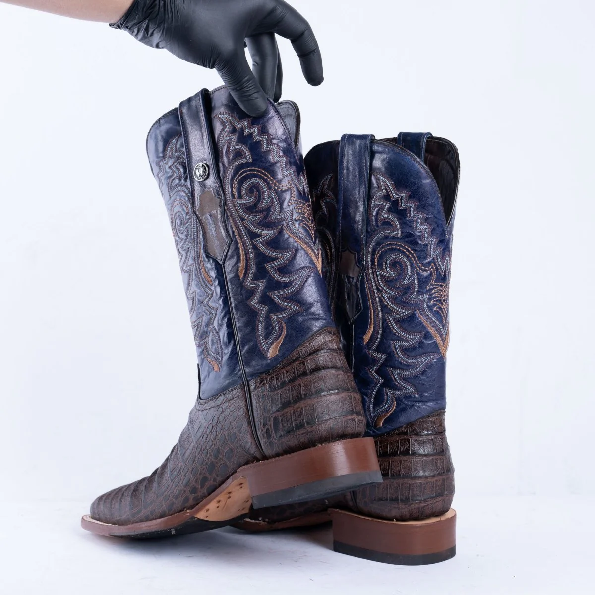 TANNER MARK MEN'S Caiman Belly Brown Western Boots Whit Hybrid Sole - Image 3