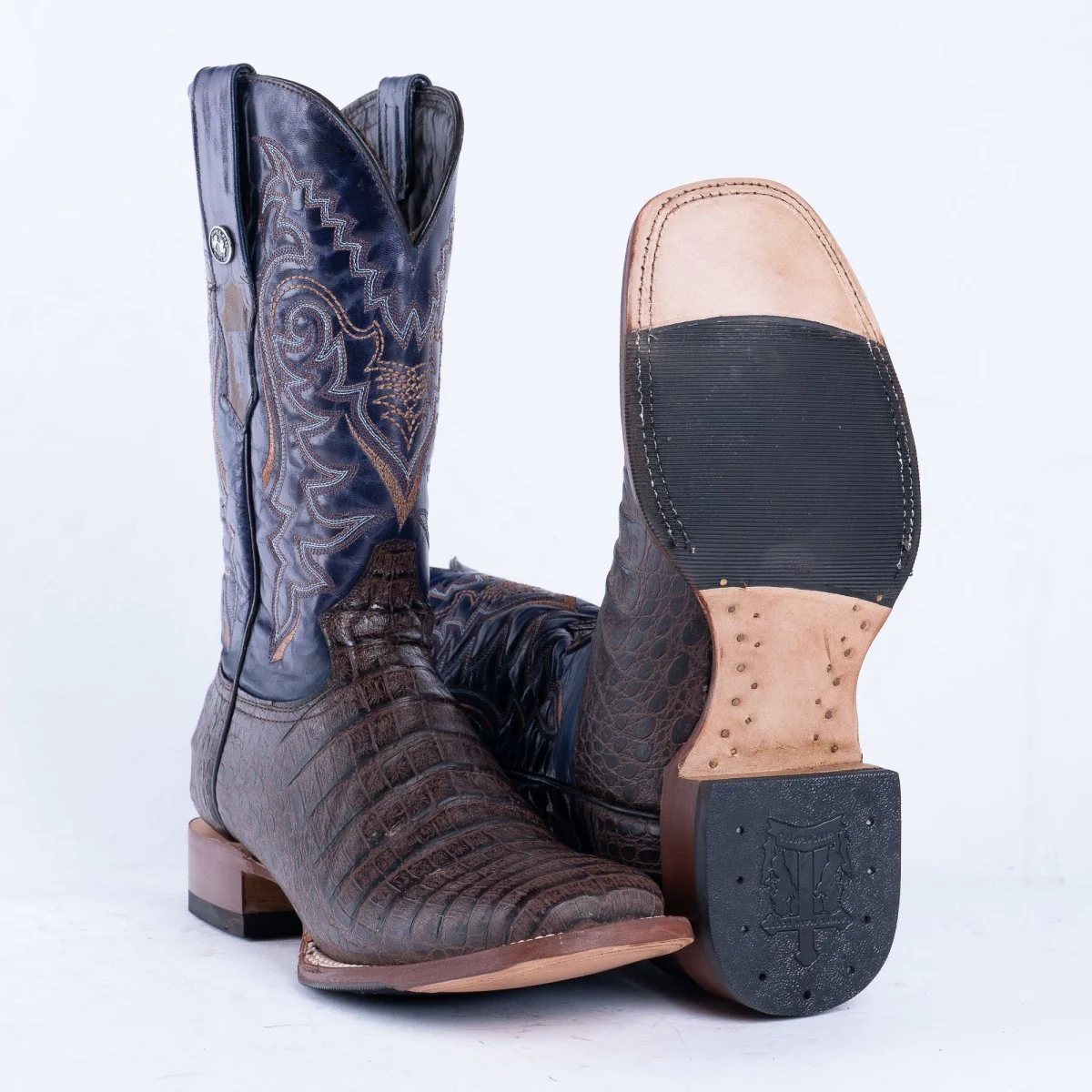 TANNER MARK MEN'S Caiman Belly Brown Western Boots Whit Hybrid Sole - Image 5