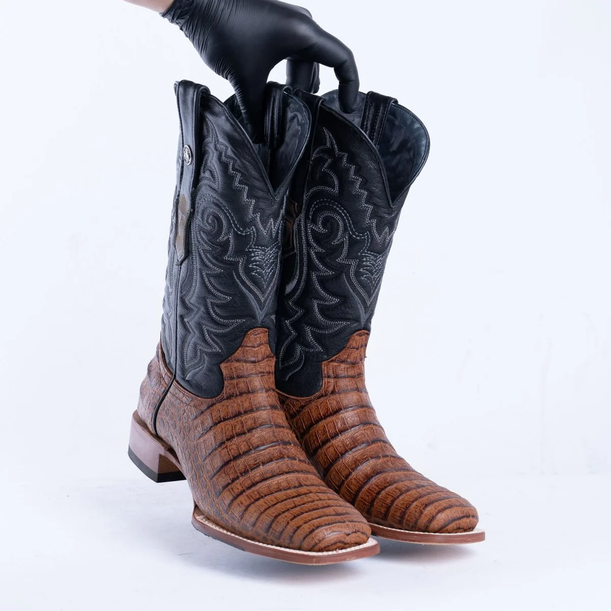 TANNER MARK MEN'S Caiman Belly Cognac Western Boots Whit Hybrid Sole - Image 4