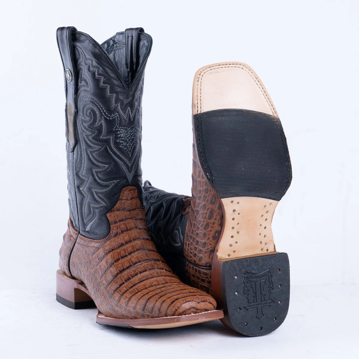 TANNER MARK MEN'S Caiman Belly Cognac Western Boots Whit Hybrid Sole - Image 6