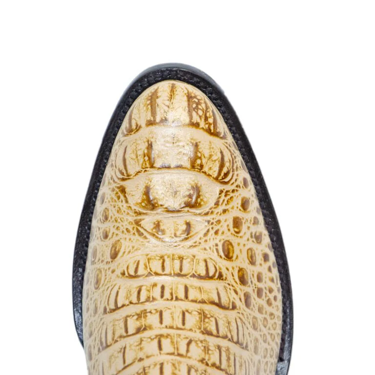 REPARO TX Men’s Caiman Hornback Print Orix Western Boots Whit Brown Top - Image 3
