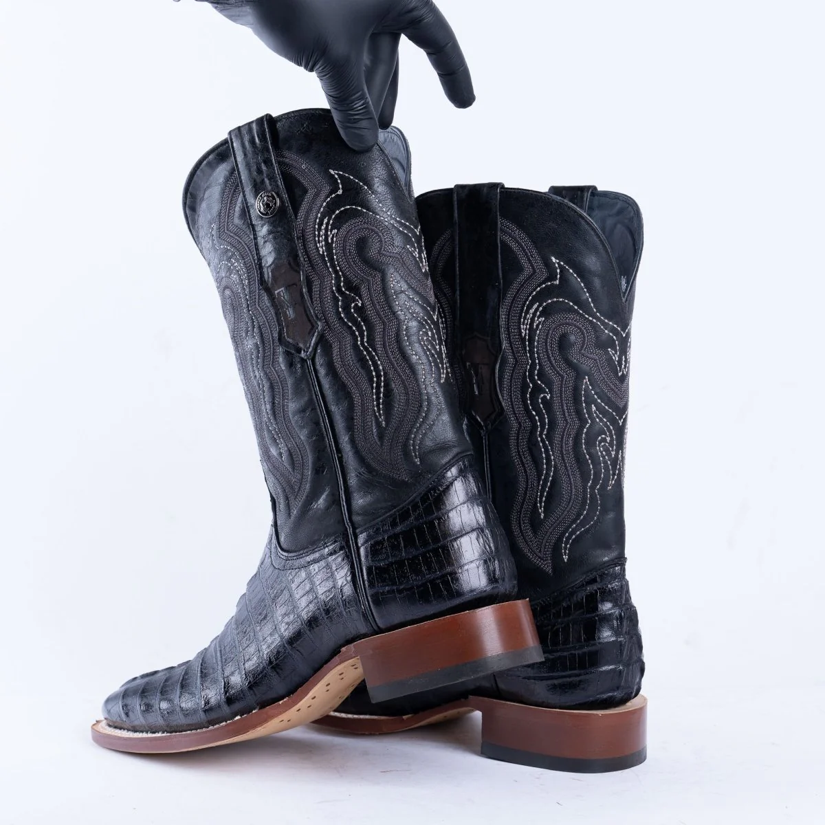 TANNER MARK MEN'S Croc Tail Black Print Western Boots - Image 3
