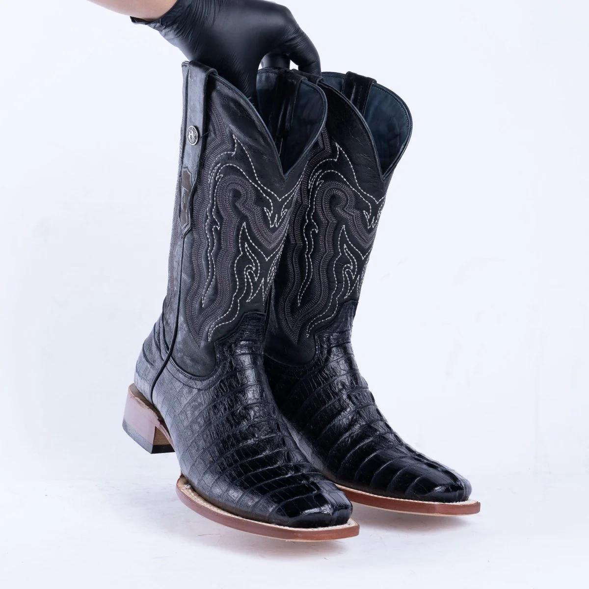 TANNER MARK MEN'S Croc Tail Black Print Western Boots - Image 4