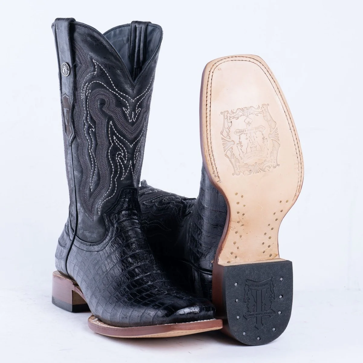 TANNER MARK MEN'S Croc Tail Black Print Western Boots - Image 6