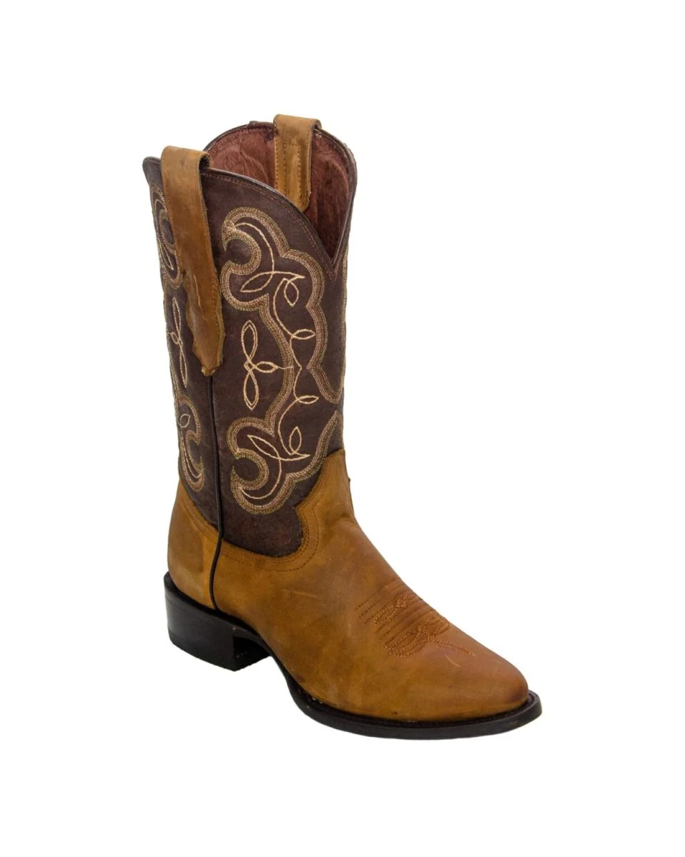 REPARO TX Men’s Crazy Cappuccino Western Boots Whit Brown Top - Image 3