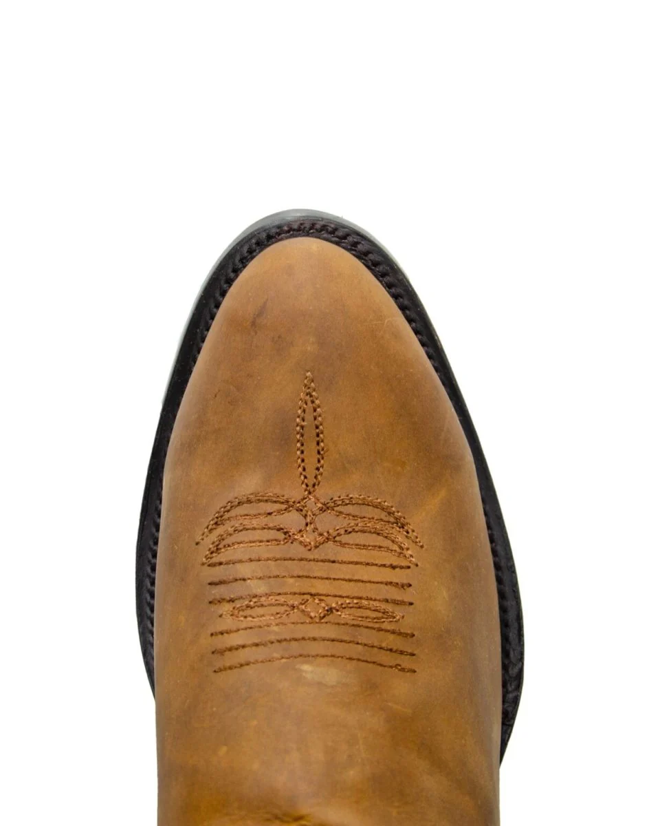 REPARO TX Men’s Crazy Cappuccino Western Boots Whit Brown Top - Image 4