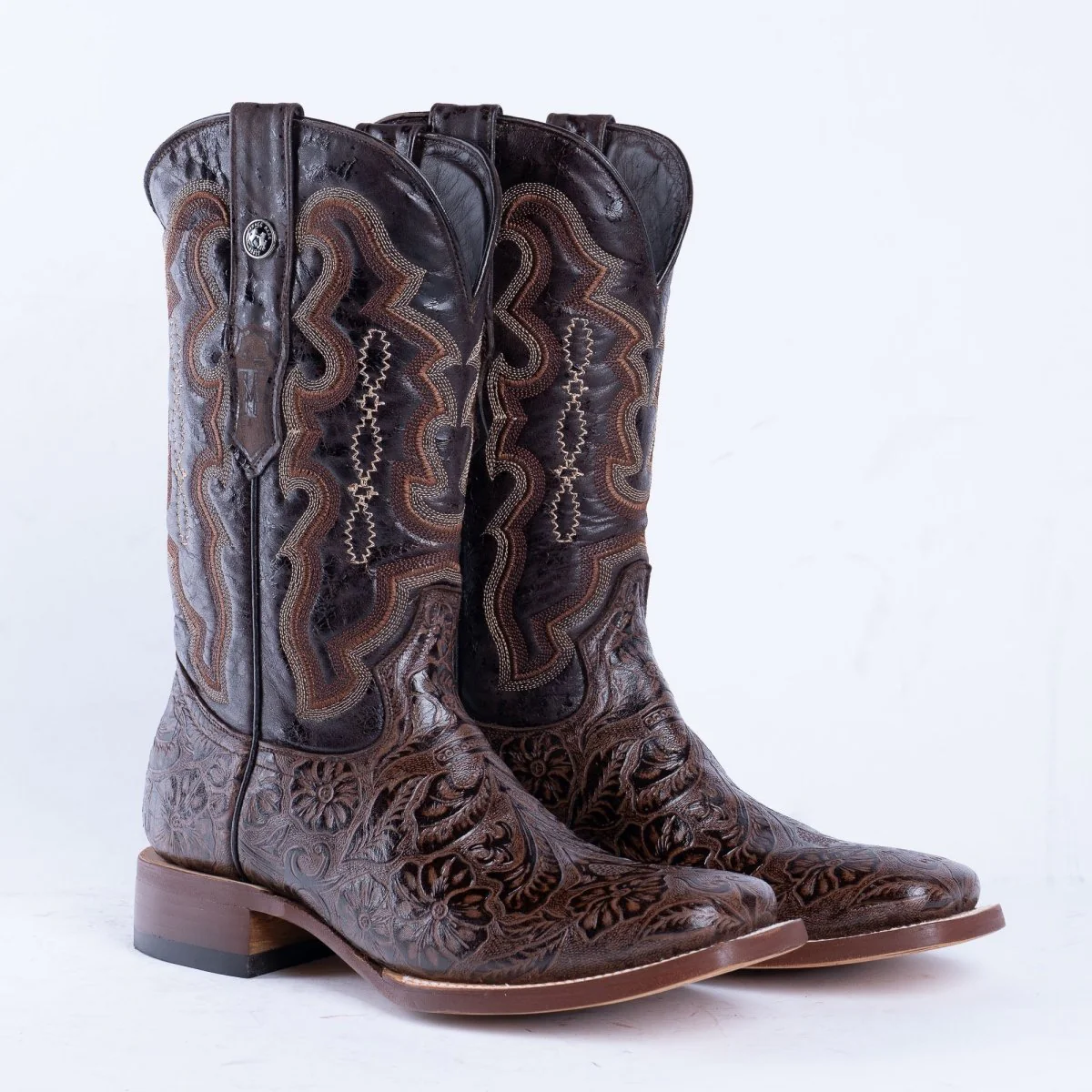 TANNER MARK MEN’S HandTooled Brown Print Western Boots - Image 2