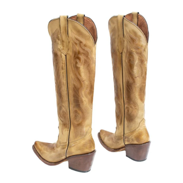 TANNER MARK WOMEN’S Hazel Burnished Sand Fashion Heel Knee High Cowgirl Boots - Image 3
