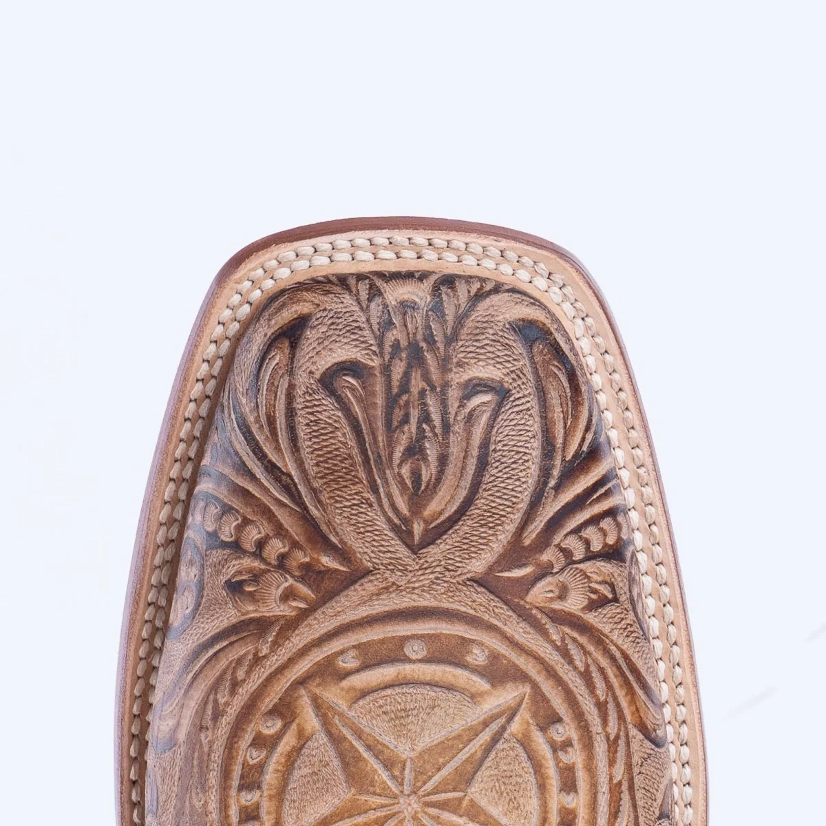 TANNER MARK MEN'S HandTooled Horseshoe Mocha Western Boots - Image 7