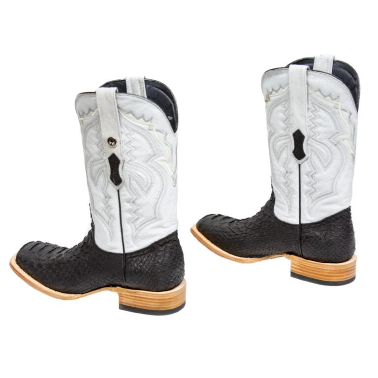 TANNER MARK MEN'S EXOTIC LEATHER Matte Python Black Cowboy Boots - Image 3