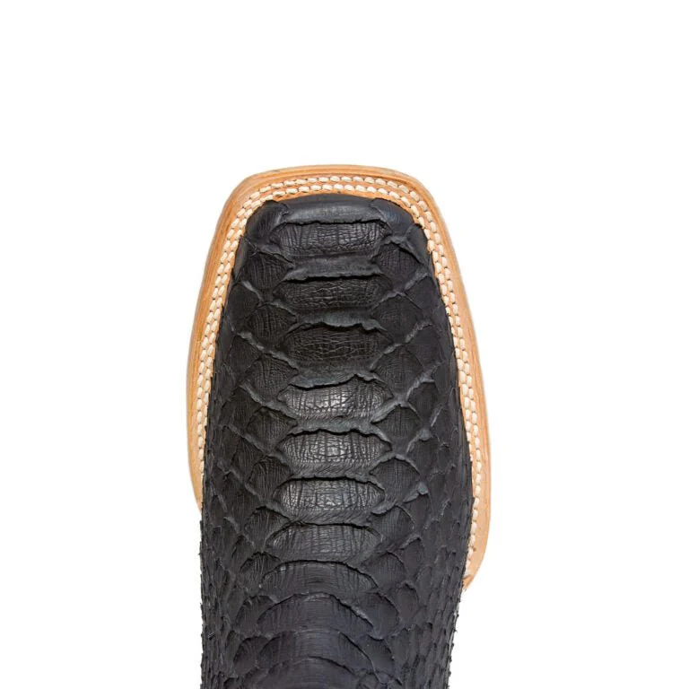 TANNER MARK MEN'S EXOTIC LEATHER Matte Python Black Cowboy Boots - Image 4