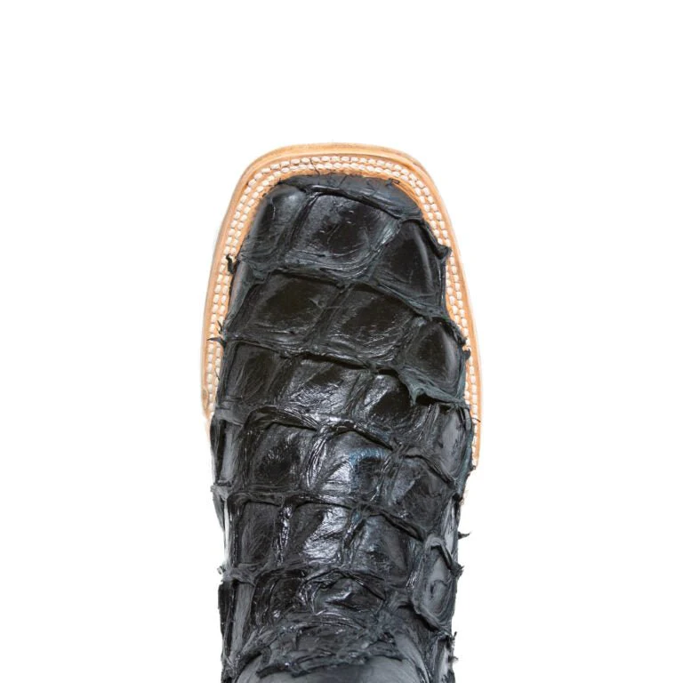 TANNER MARK MEN'S EXOTIC LEATHER Monster Fish Classic Black Cowboy Boots - Image 4