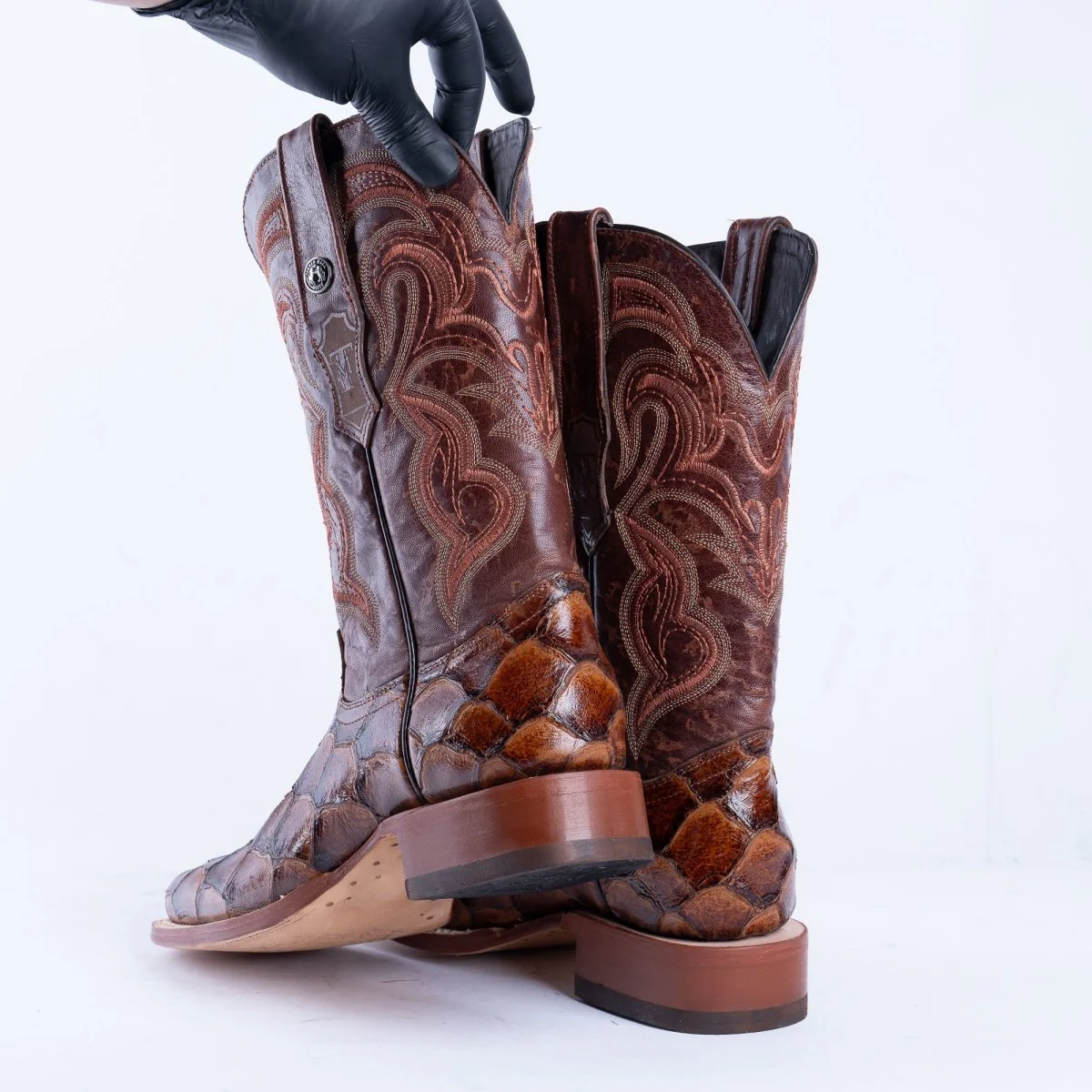 TANNER MARK MEN’S Monster Fish Cognac Print Western Boots - Image 3