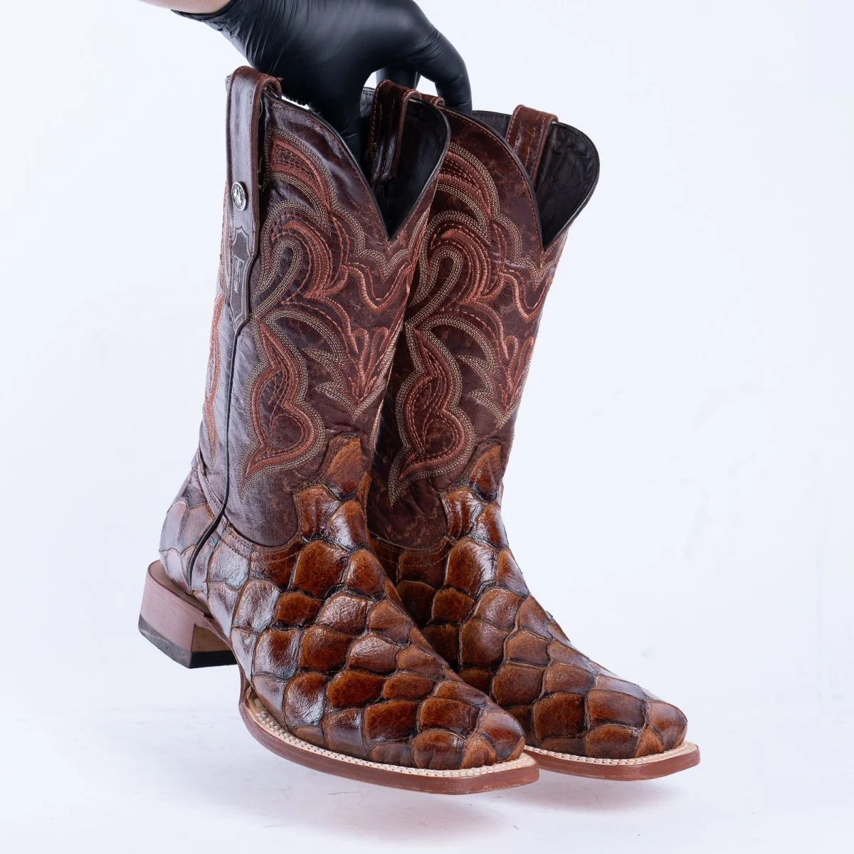TANNER MARK MEN’S Monster Fish Cognac Print Western Boots - Image 4