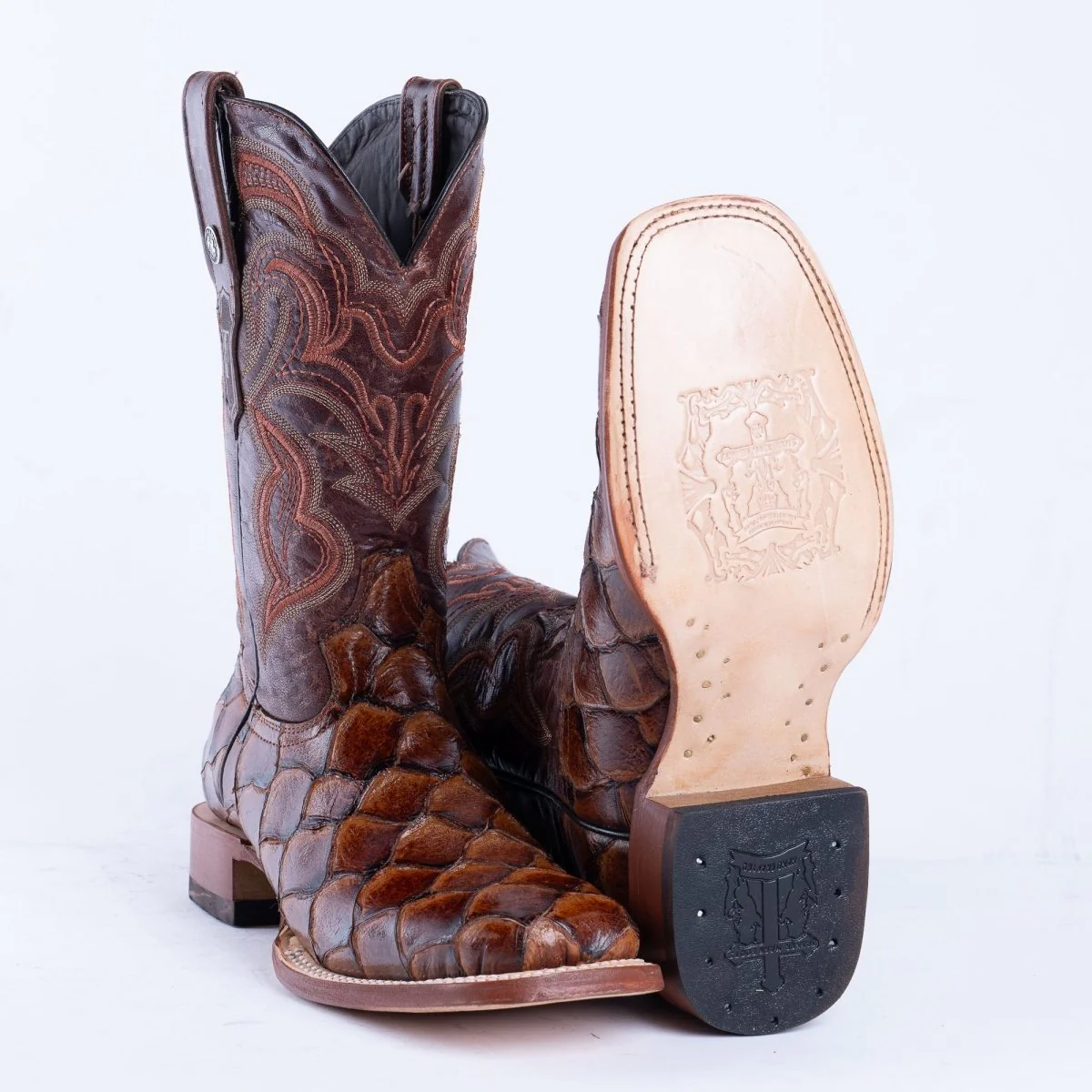 TANNER MARK MEN’S Monster Fish Cognac Print Western Boots - Image 6