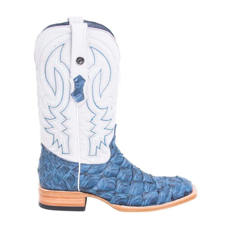 TANNER MARK MEN'S EXOTIC LEATHER Monster Fish Matte Sky Blue Cowboy Boots - Image 3