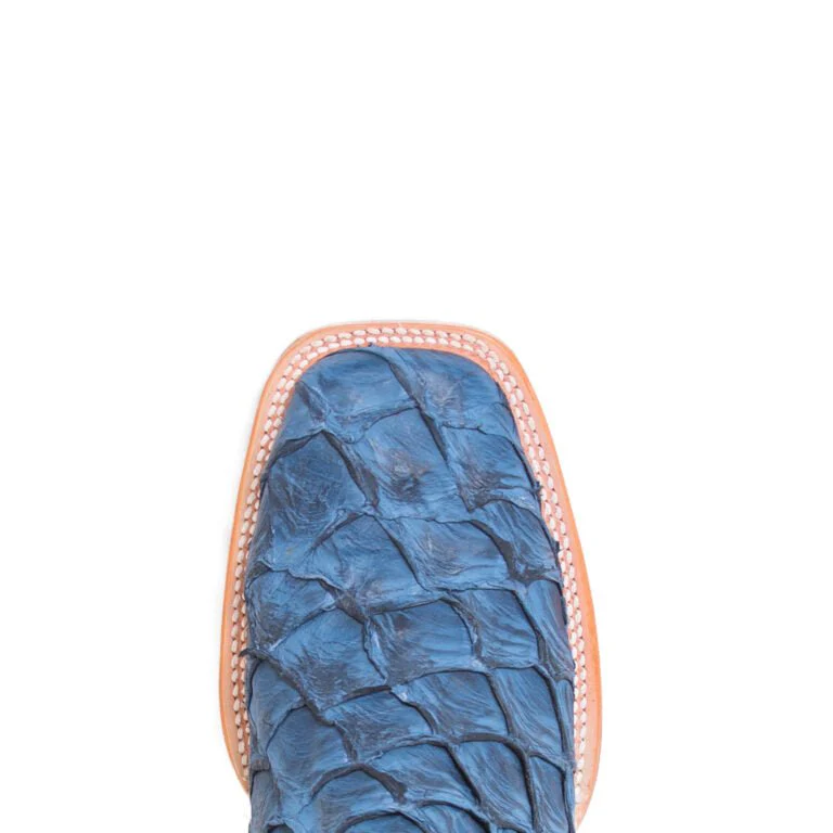 TANNER MARK MEN'S EXOTIC LEATHER Monster Fish Matte Sky Blue Cowboy Boots - Image 4