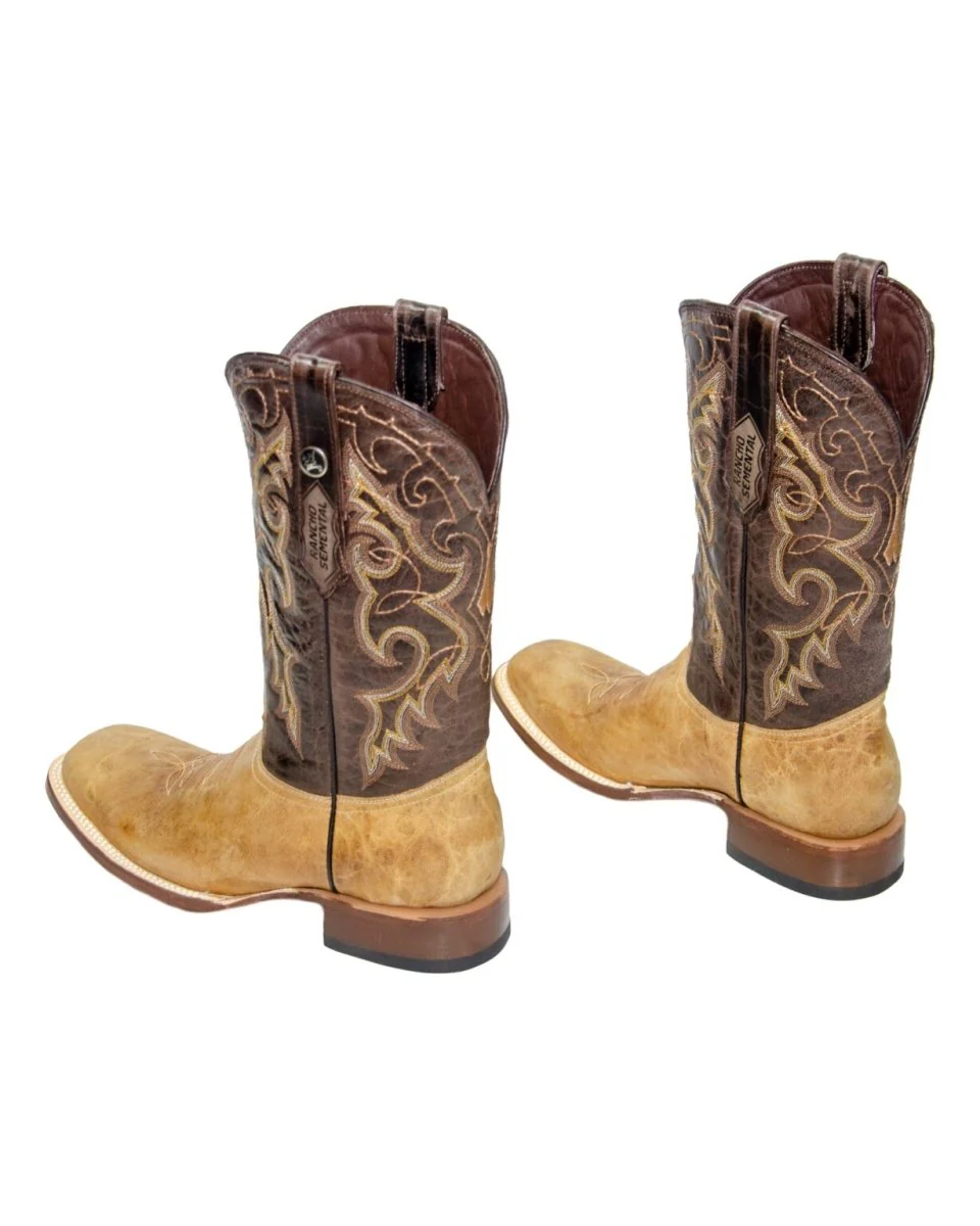 RANCHO SEMENTAL MEN’S Olden Tan Western Boots Whit Brown Top - Image 3