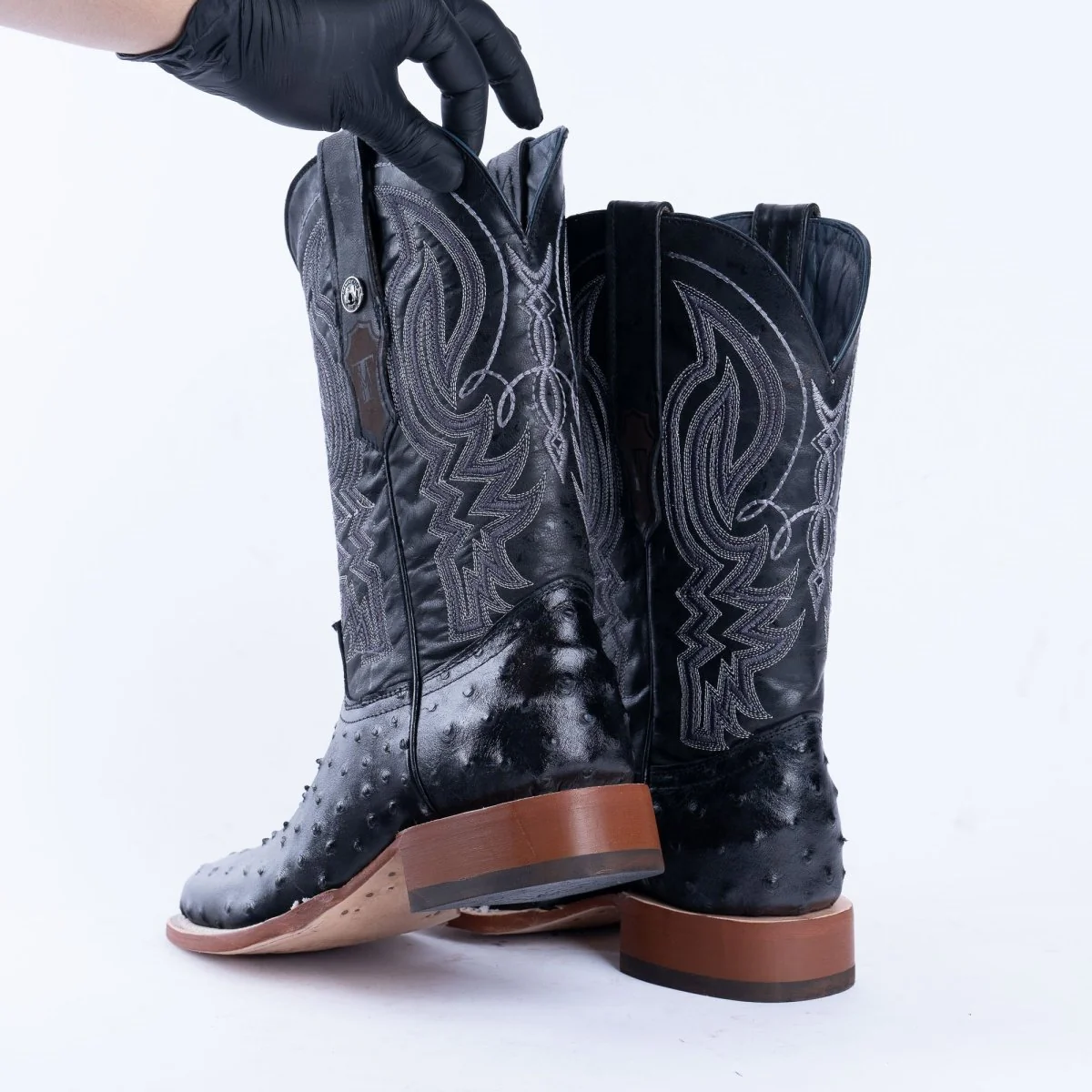 TANNER MARK MEN’S Ostrich Black Print Western Boots - Image 3
