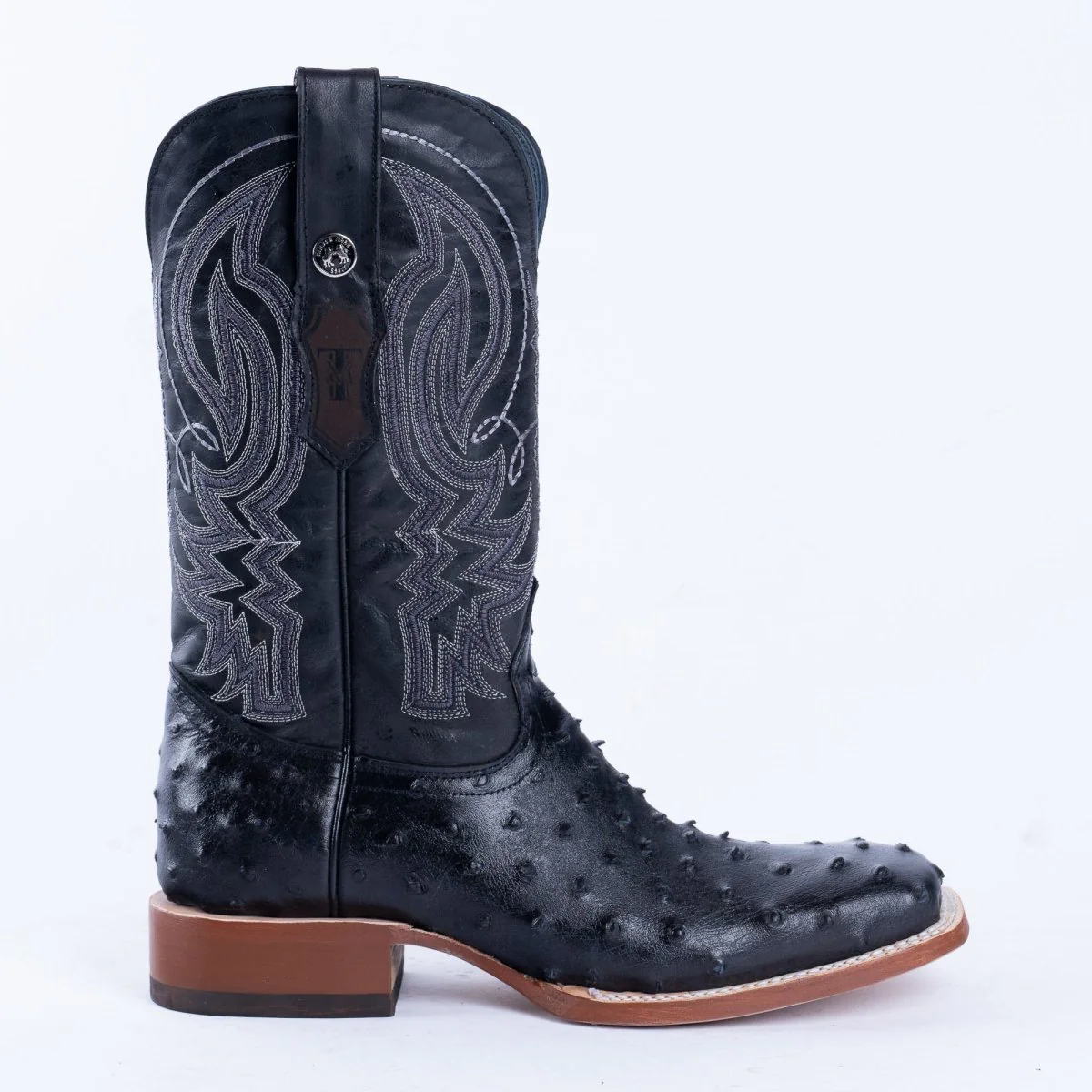TANNER MARK MEN’S Ostrich Black Print Western Boots - Image 5
