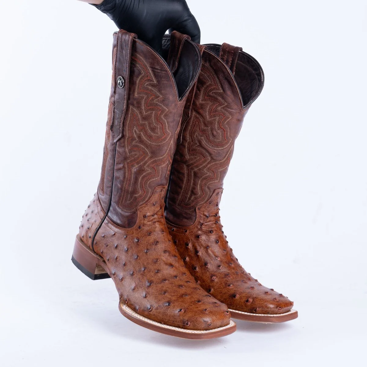 TANNER MARK MEN’S Ostrich Cognac Print Western Boots - Image 3