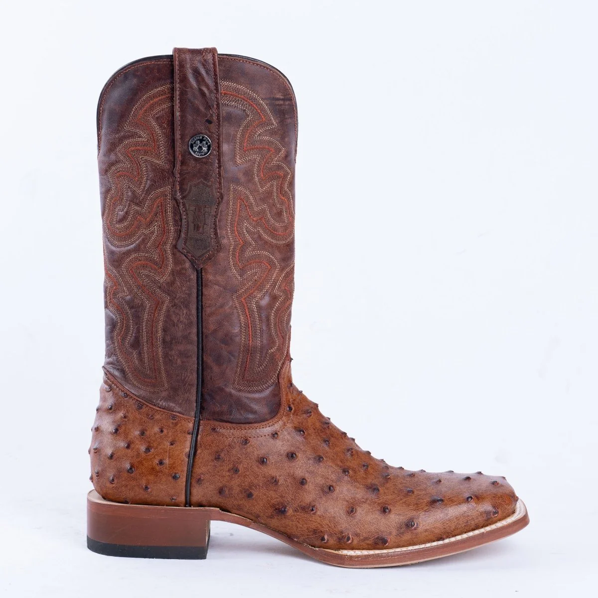 TANNER MARK MEN’S Ostrich Cognac Print Western Boots - Image 4