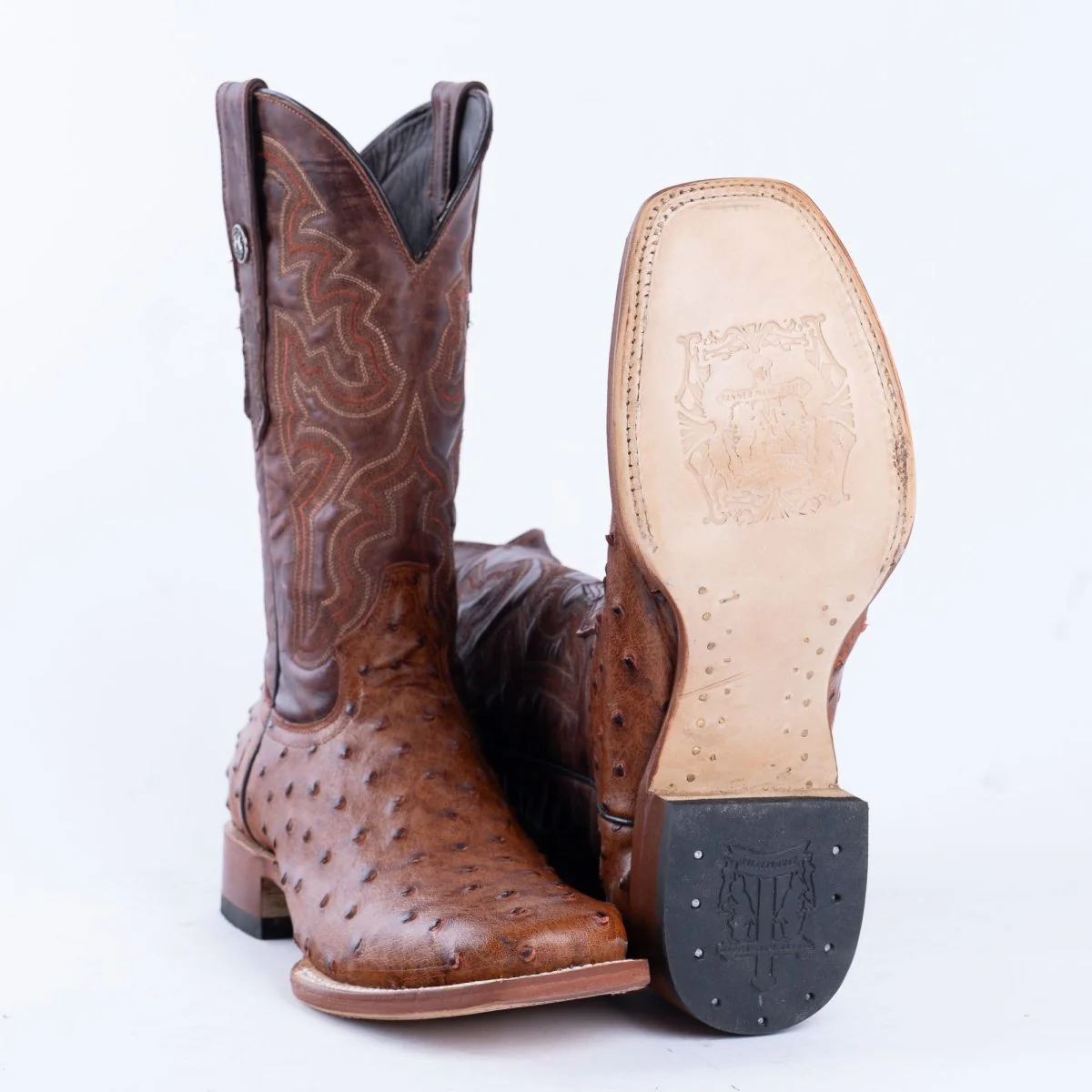 TANNER MARK MEN’S Ostrich Cognac Print Western Boots - Image 6