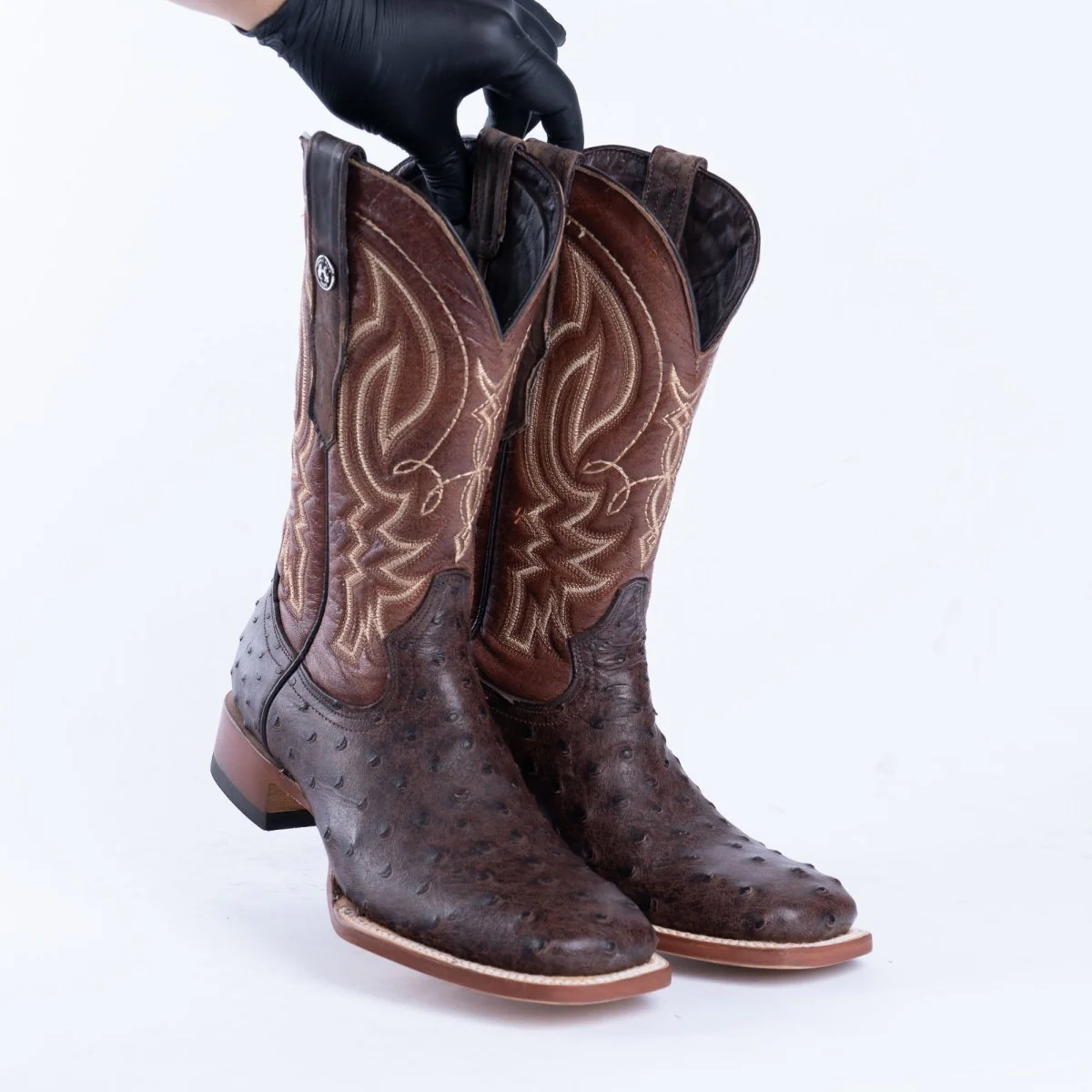 TANNER MARK MEN’S Ostrich Rustic Brown Print Western Boots - Image 4
