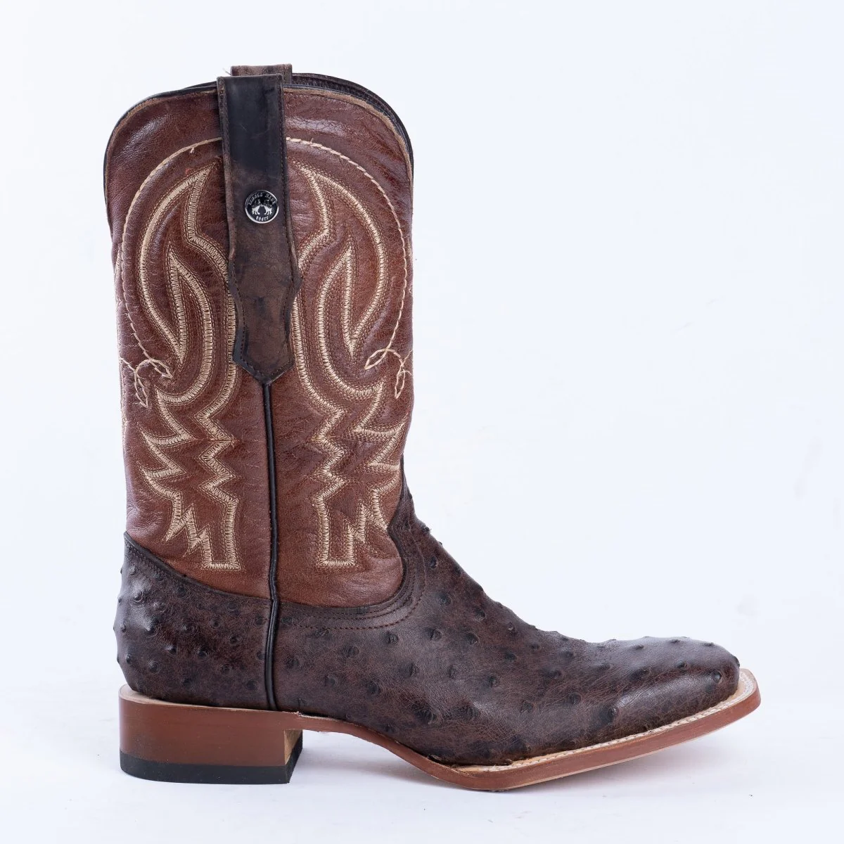 TANNER MARK MEN’S Ostrich Rustic Brown Print Western Boots - Image 5