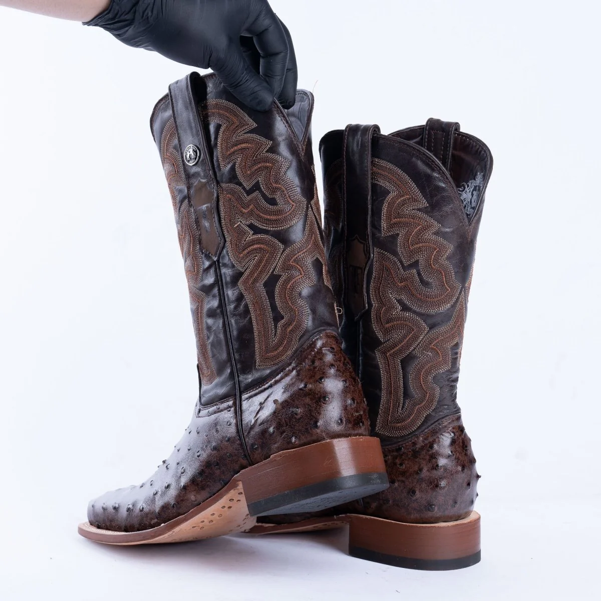 TANNER MARK MEN’S Ostrich Brown Print Western Boots - Image 3