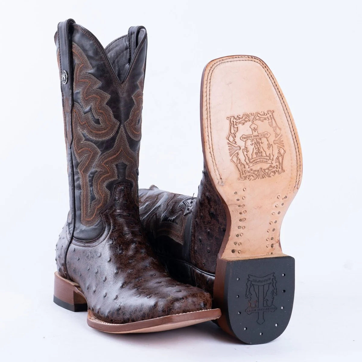 TANNER MARK MEN’S Ostrich Brown Print Western Boots - Image 6