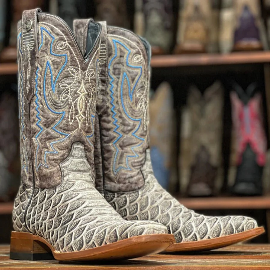 TANNER MARK MEN’S Python Natural Print Western Boots - Image 4