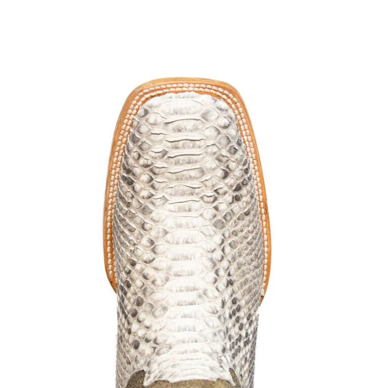 TANNER MARK MEN'S EXOTIC LEATHER Python Matte Natural Cowboy Boots With Hybrid Sole - Image 3