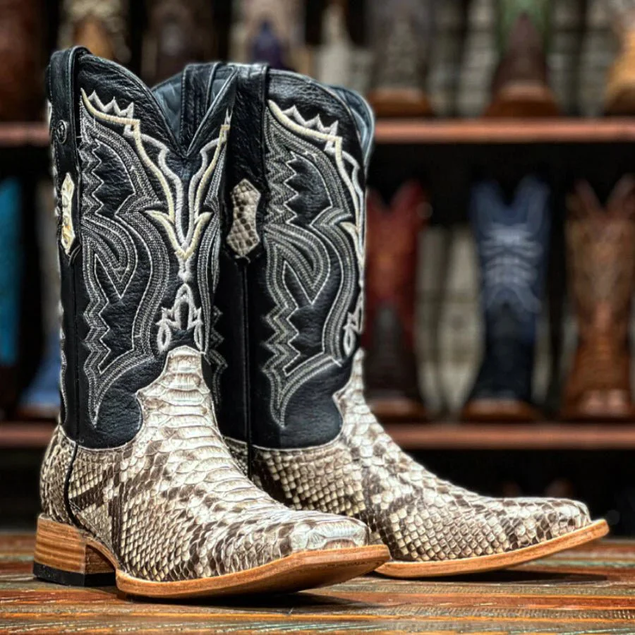 TANNER MARK MEN'S EXOTIC LEATHER Python Natural Cowboy Boots - Image 5