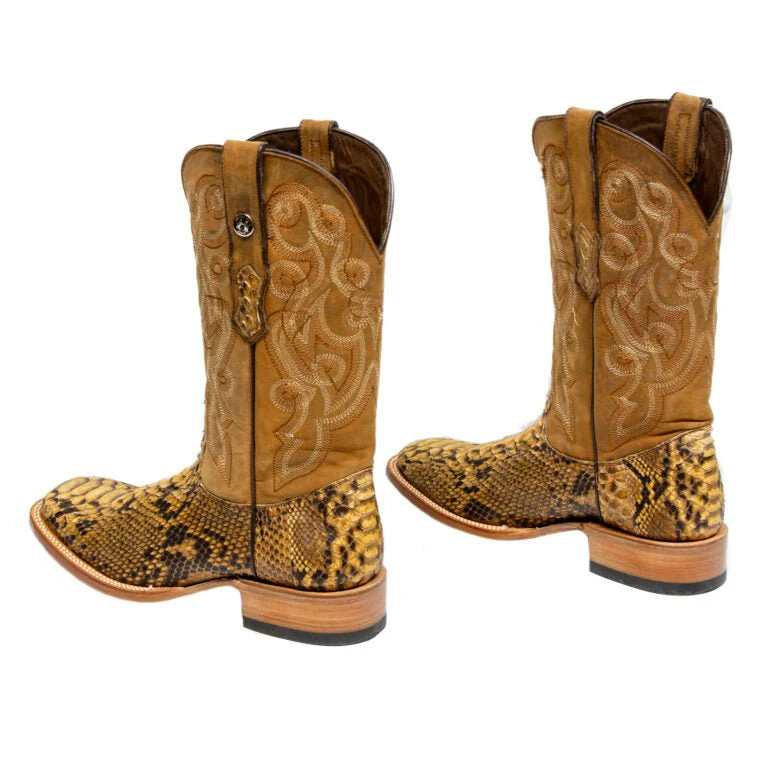 TANNER MARK MEN'S EXOTIC LEATHER Python Pull Up Antique Cowboy Boots - Image 3