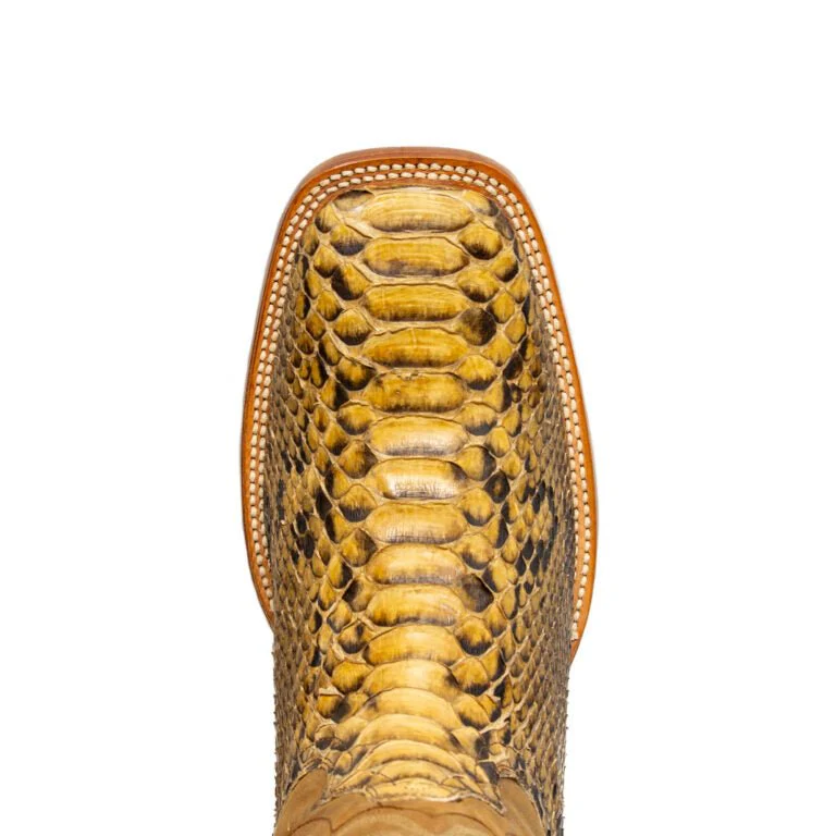 TANNER MARK MEN'S EXOTIC LEATHER Python Pull Up Antique Cowboy Boots - Image 4