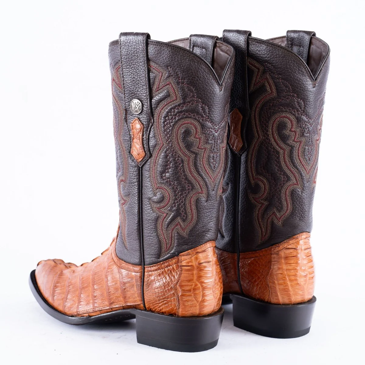 RANCHO SEMENTAL EXOTIC LEATHER Caiman Tail Cognac Cowboy Boots - Image 5