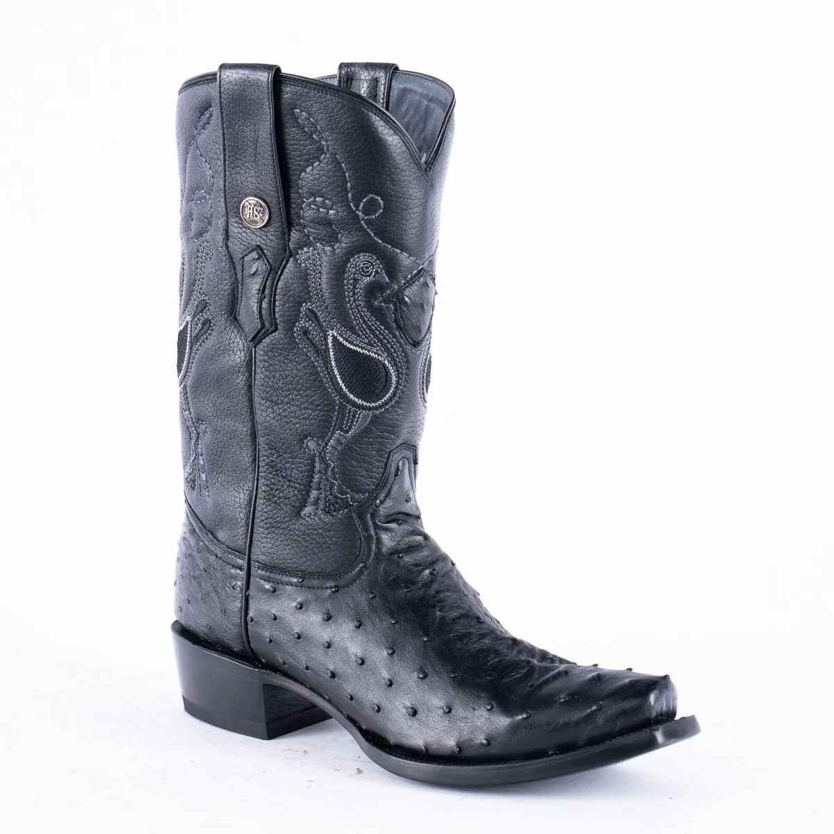 RANCHO SEMENTAL EXOTIC LEATHER Ostrich Black Cowboy Boots - Image 4